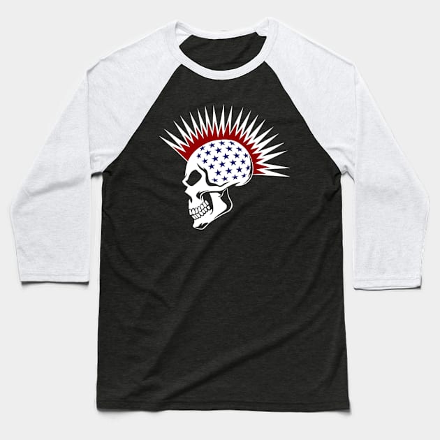 American Skull Baseball T-Shirt by Feliz ZombiePunk